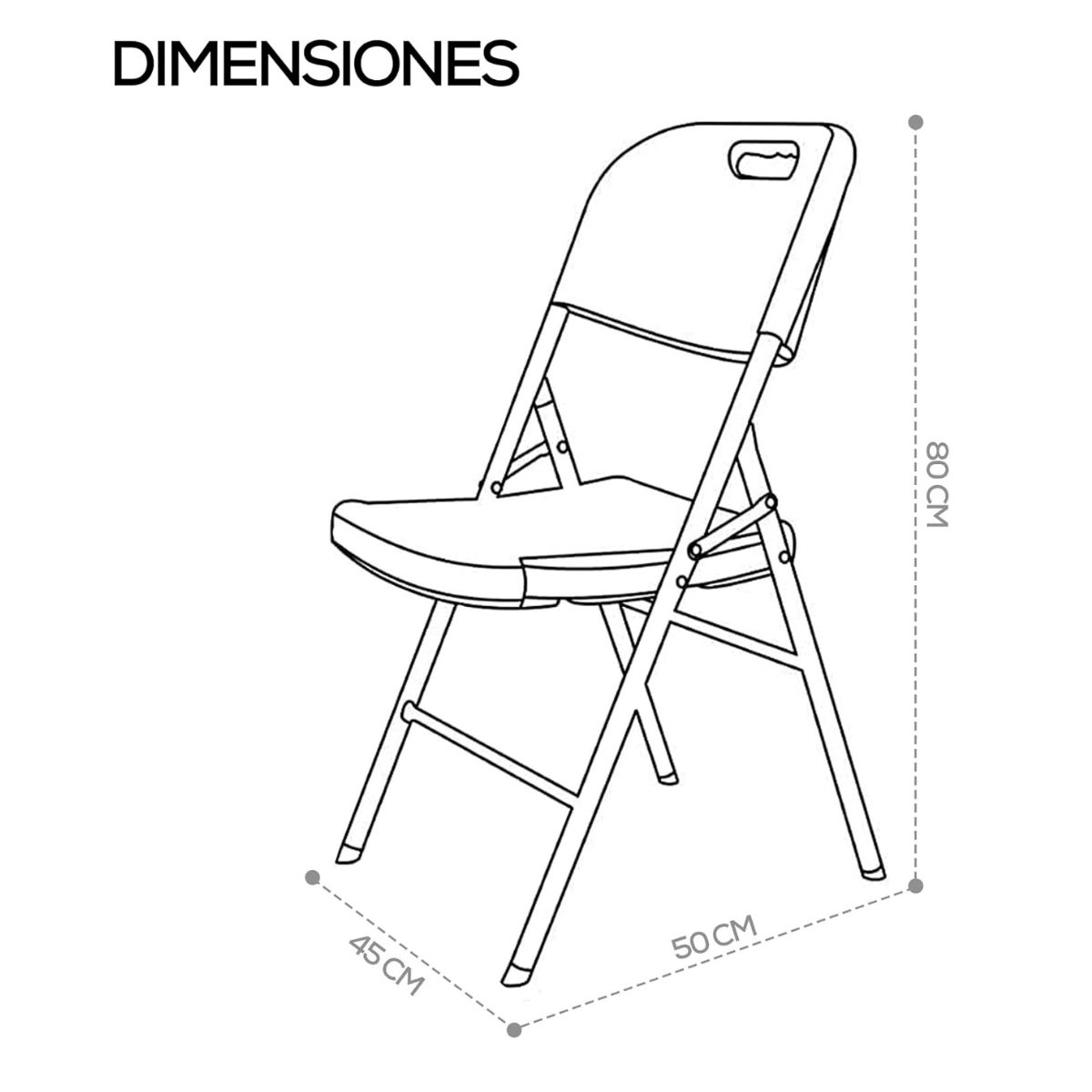 GENERICO - Silla plegable plástica blanca 4 unidades Bighouse