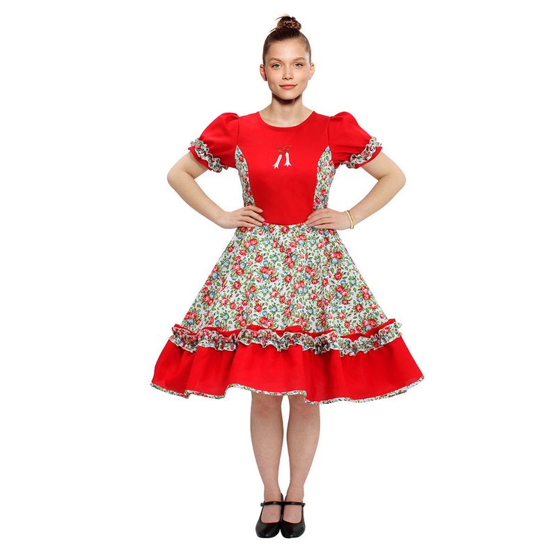 GENERICO - VESTIDO HUASA CHINITA FLOREADO ROJO M