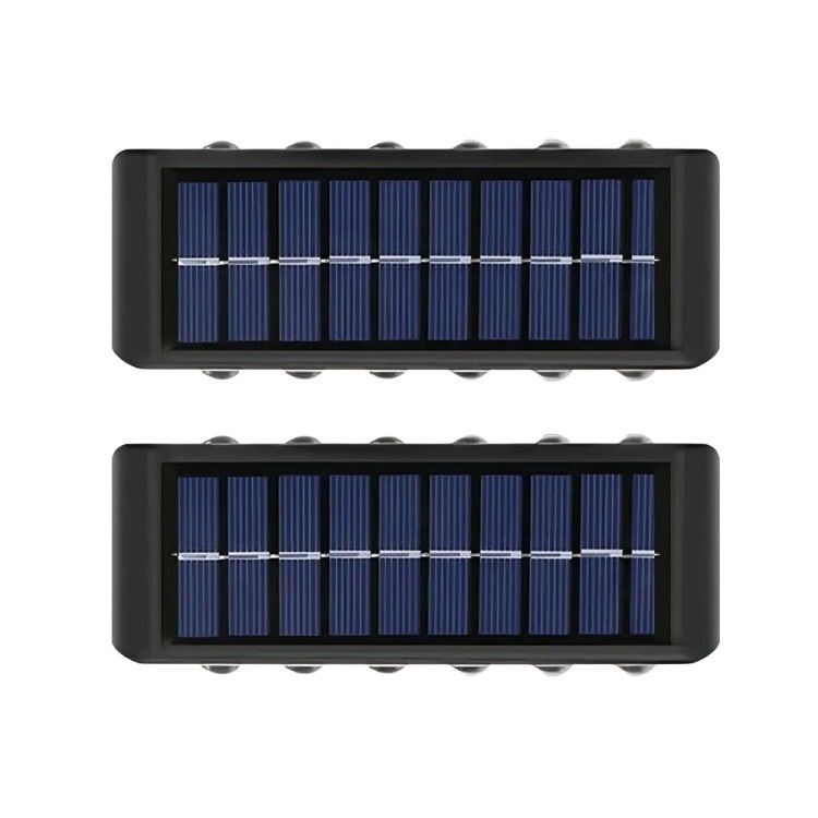 Pack X 2 Lampara Solar 12 Led Exterior Aplique De Muro