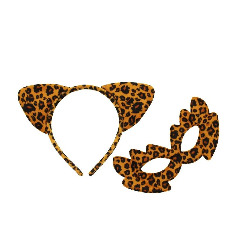GENERICO - SET ANIMAL 2 PIEZAS CINTILLO LEOPARDO CAF? X1 UNI