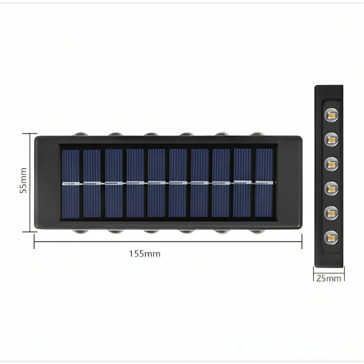 OEM - Pack X 2 Lampara Solar 12 Led Exterior Aplique De Muro