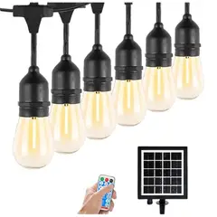 OEM - Guirnalda 10 Metros Panel Solar Con 10 Ampolletas Led Calida