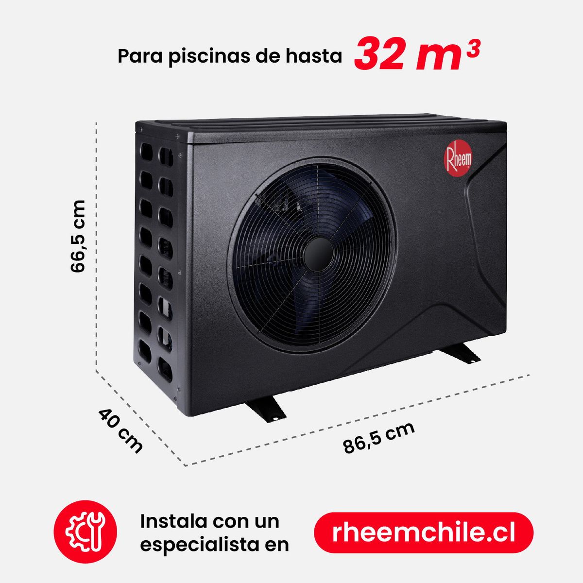 RHEEM - Bomba De Calor Piscina Inverter Crosswind 32m3 Rheem WIFI