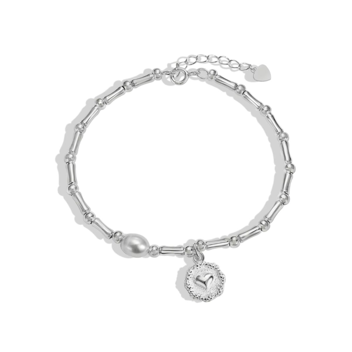 GENERICO - Pulsera Corazon Cuencas Bastones Con Perla