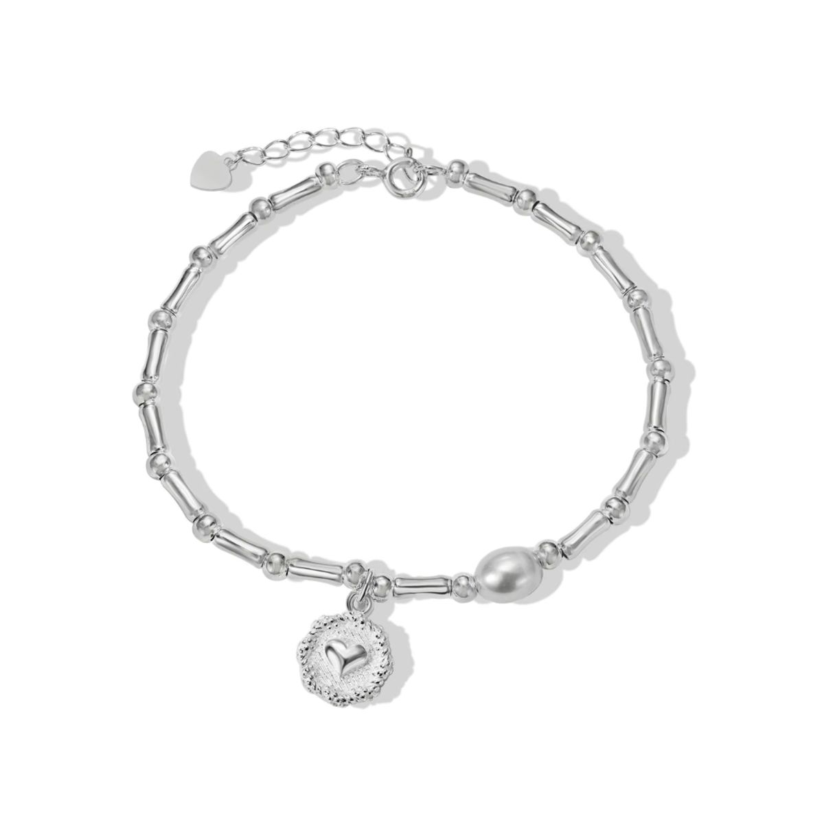 GENERICO - Pulsera Corazon Cuencas Bastones Con Perla
