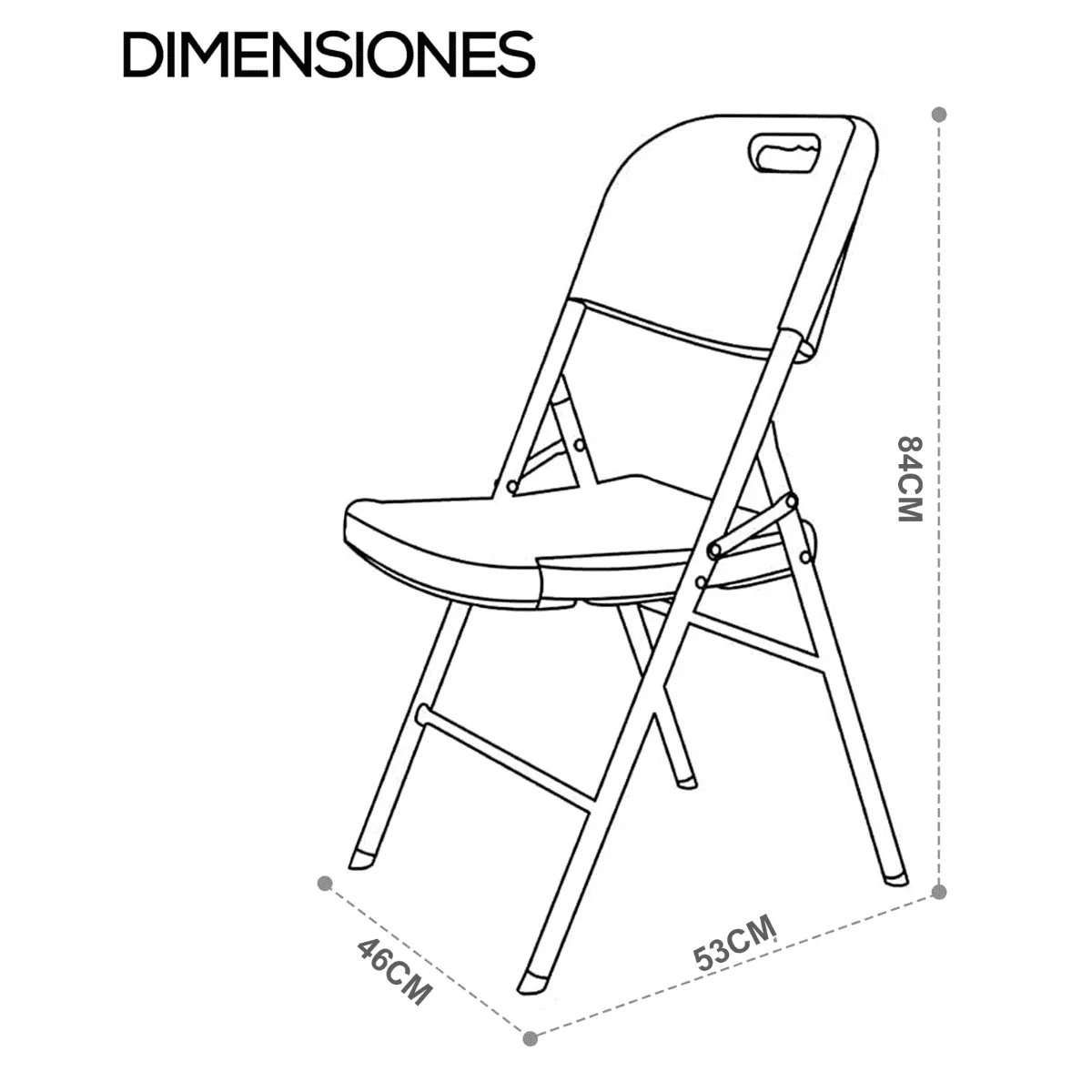 GENERICO - Silla plegable plastica blanca 46x53x83cm