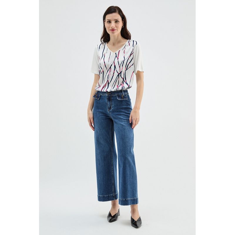 MA GRIFFE - Jeans Wide Azul Marino Mujer Magriffe