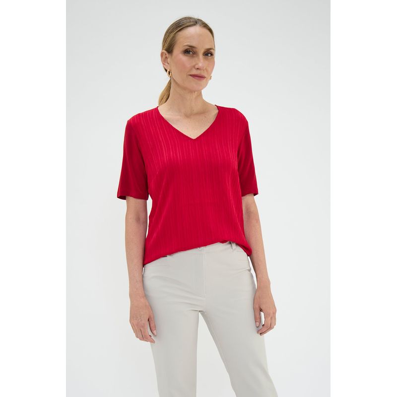 MA GRIFFE - Polera Manga Corta Fucsia Mujer Magriffe