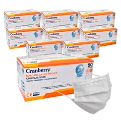 CRANBERRY - Mascarillas 3P Uso Médico Blanco Pack 10 Cajas
