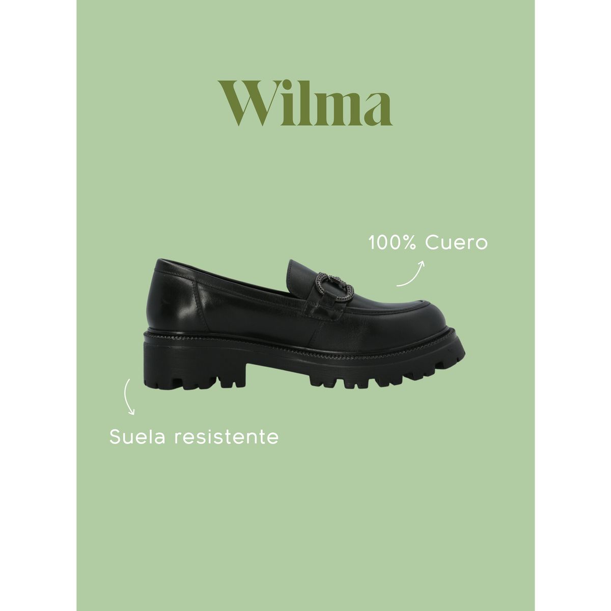 HUSH PUPPIES - Mocasín Escolar Cuero Negra Niña Wilma HUSH PUPPIES