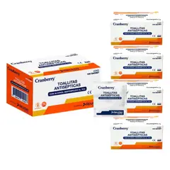 CRANBERRY - Pack 5 Cajas Toallitas Con Alcohol Isopropilico 70% 100 Un