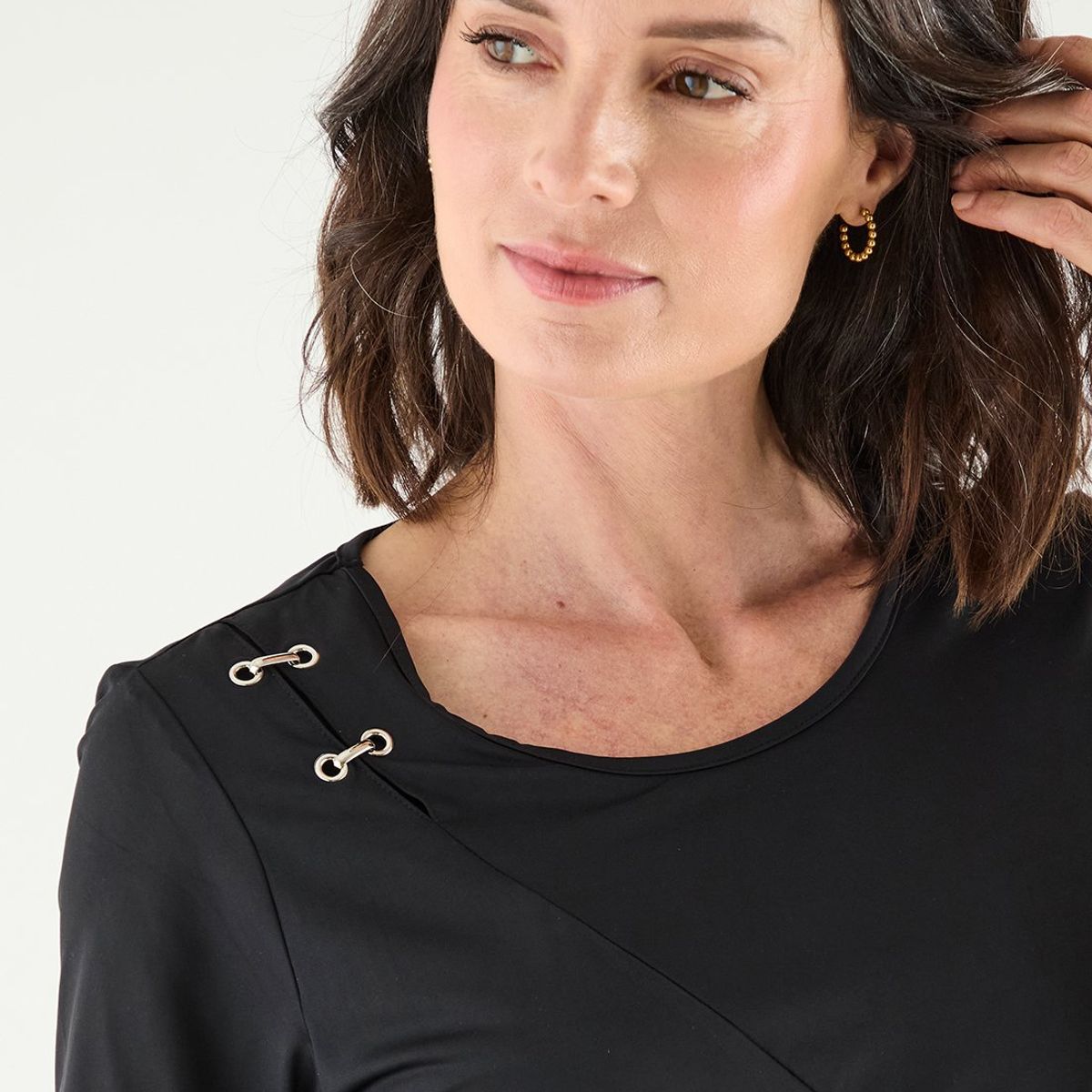 MA GRIFFE - Polera Manga Corta Negro Mujer Magriffe