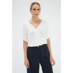 MA GRIFFE - Blusa Manga Corta Crudo Mujer Magriffe