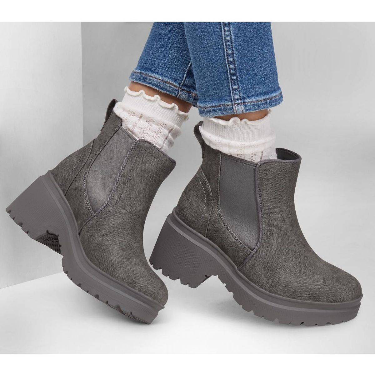 SKECHERS - Botín Mujer Bobs Tango Gris Skechers