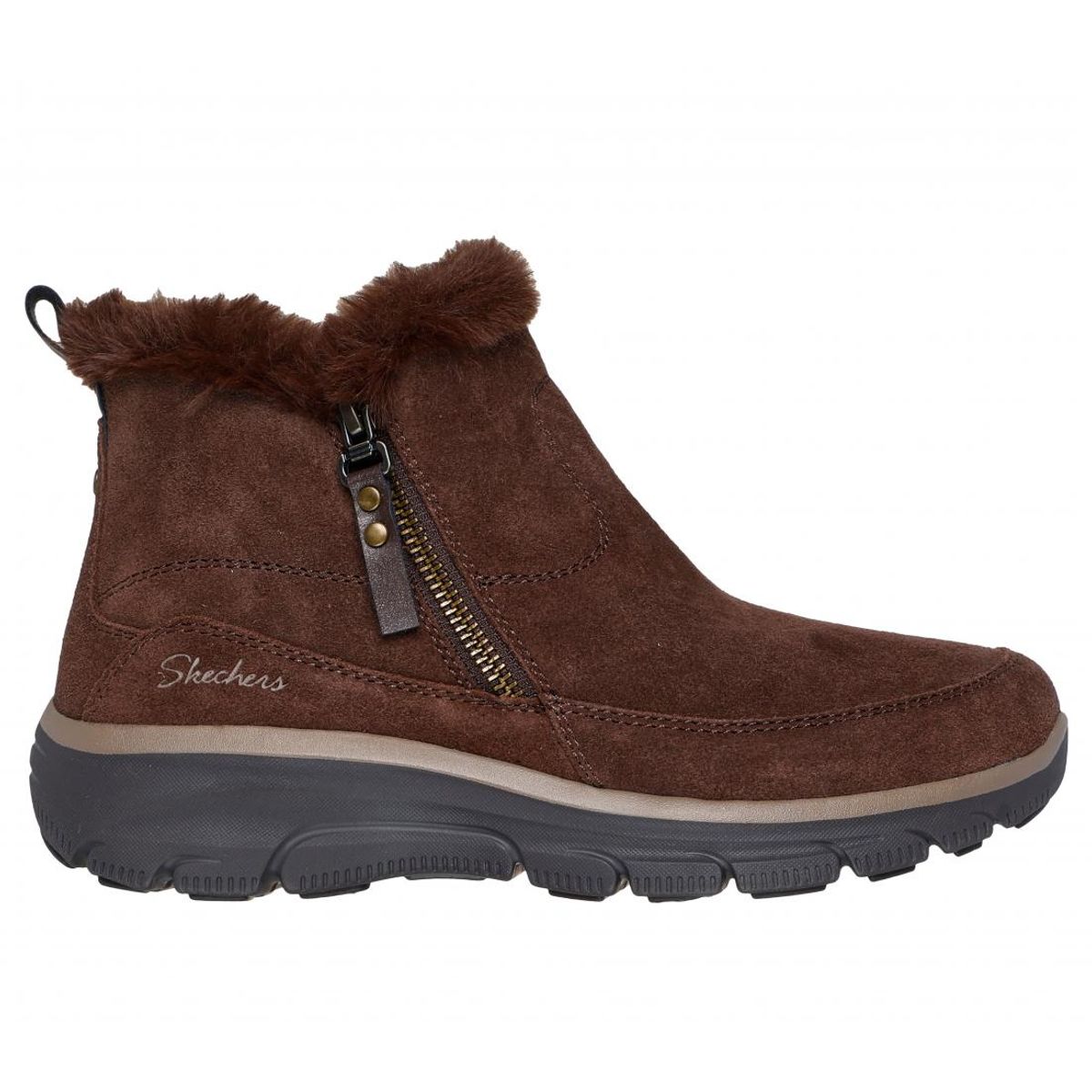 SKECHERS - Botines Mujer Easy Going Cool Zip Café Skechers