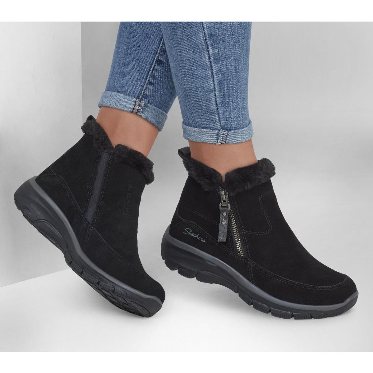 SKECHERS - Botines Mujer Easy Going Cool Zip Negro Skechers