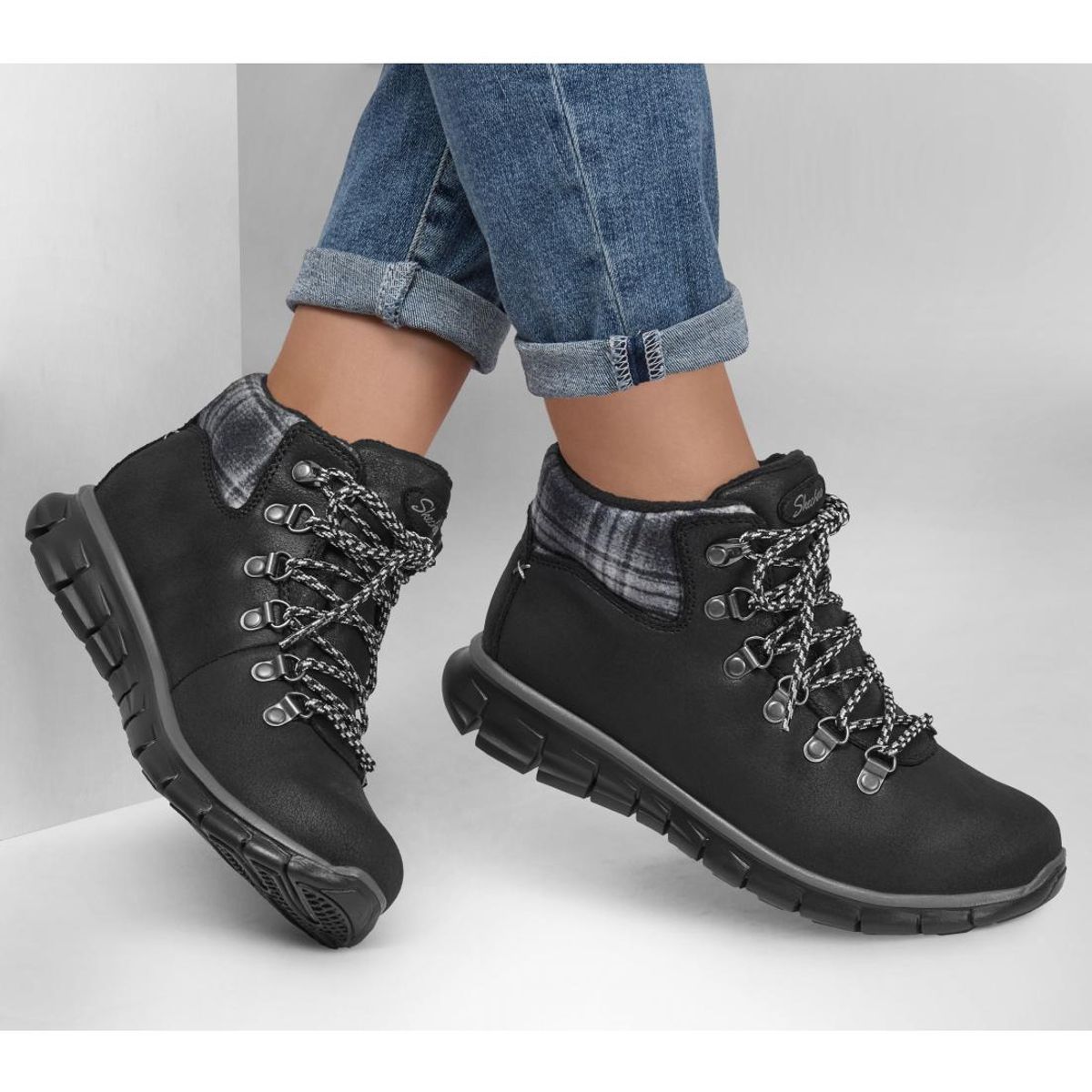 SKECHERS - Bototos Mujer Synergy Plaid Mood Negro Skechers