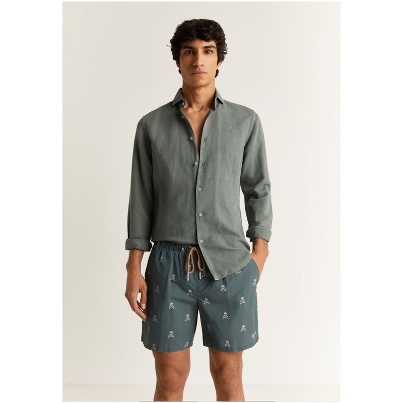 SCALPERS - Traje De Baño Calaveras All Over Dark Green