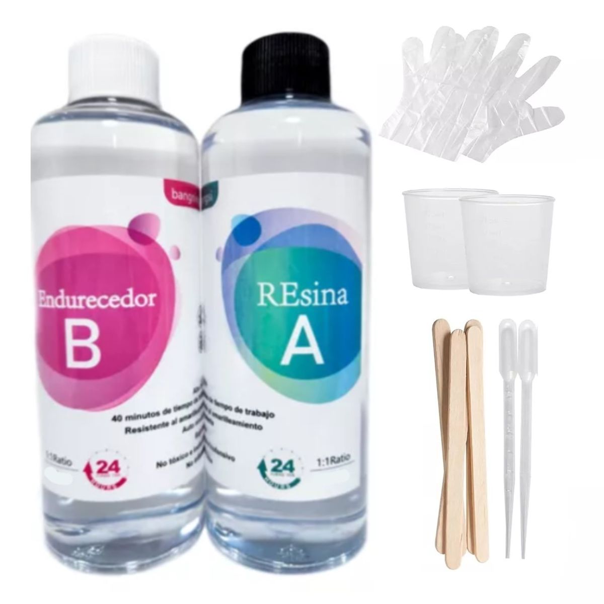 GENERICO - Resina Epóxica Cristal 11 946ml + Accesorios Alto Brillo