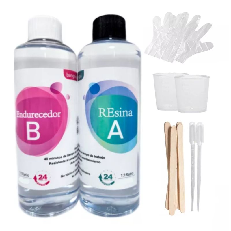GENERICO - Resina Epóxica Cristal 11 946ml + Accesorios Alto Brillo
