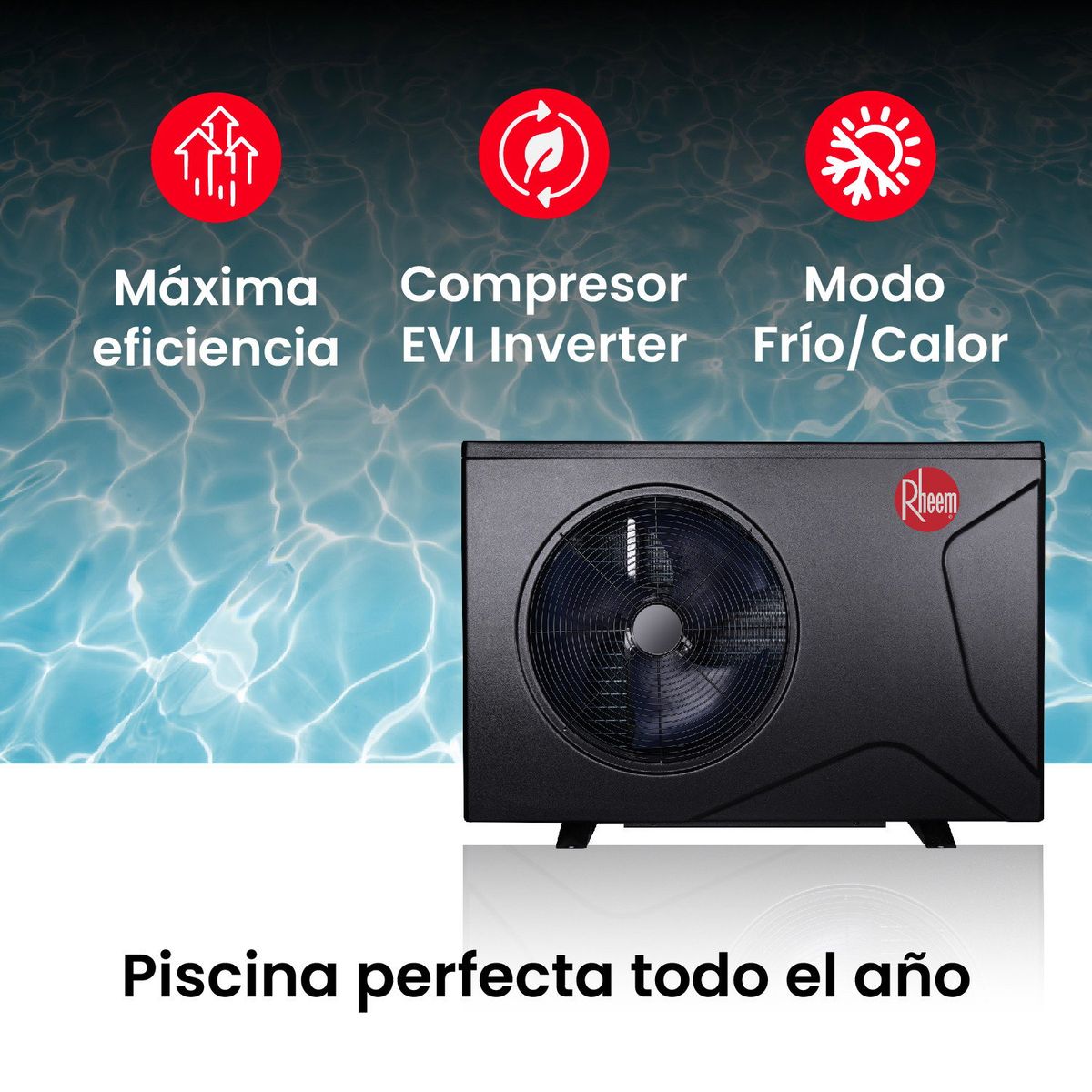 RHEEM - Bomba De Calor Piscina Inverter Crosswind 48m3 Rheem WIFI