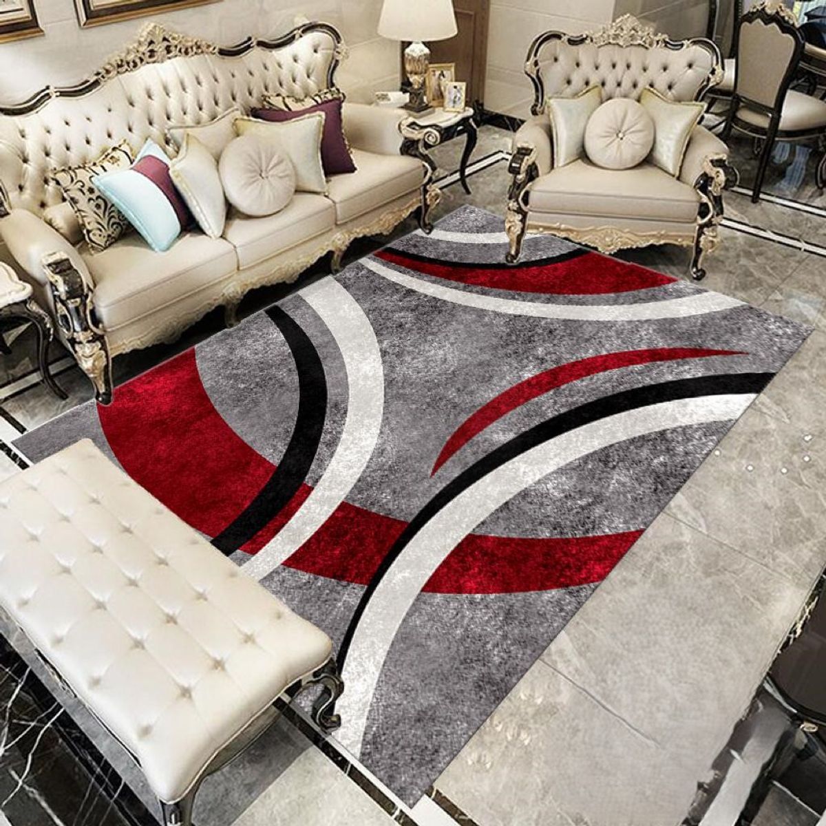 GENERICO - ALFOMBRA PARA LIVING ANTIDESLIZANTE CON DISEÑOS TRIDIMENCIONALES