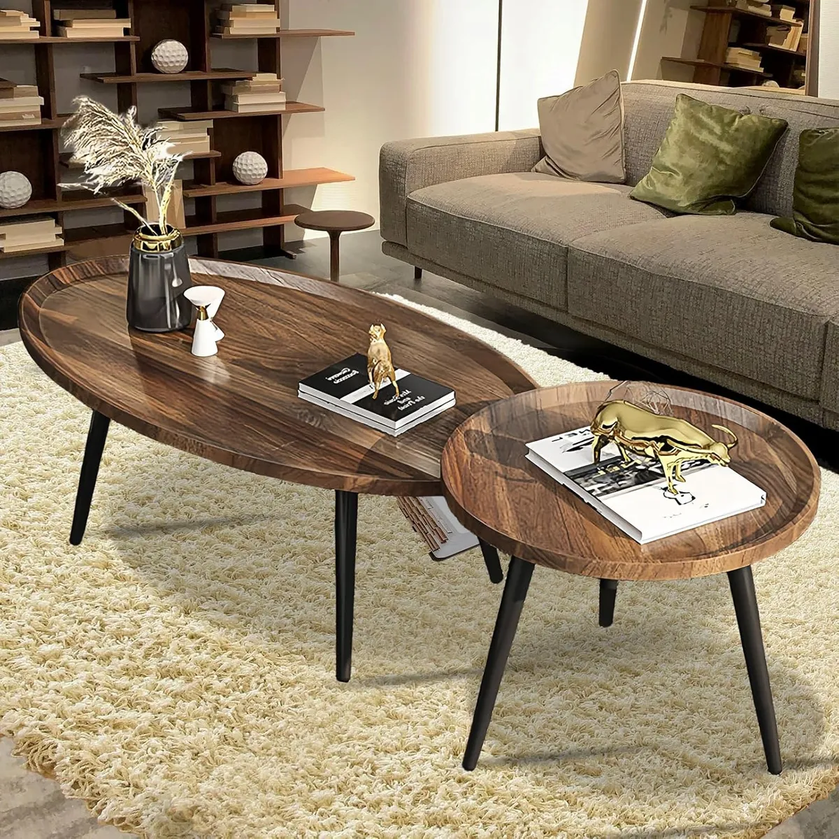 YOMYM - Juego Mesa De Centro Living Vanguardia Madera Nactural