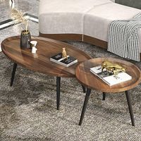 Juego Mesa De Centro Living Vanguardia Madera Nactural