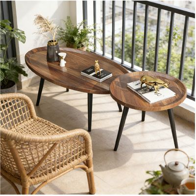 Imagen 2 del producto Juego Mesa De Centro Living Vanguardia Madera Nactural