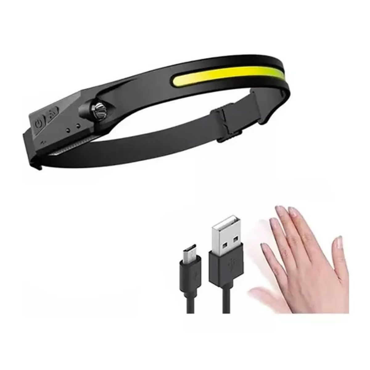 GENERICO - Linterna Frontal 2 En 1 Para Casco De Minero Con Sensor.