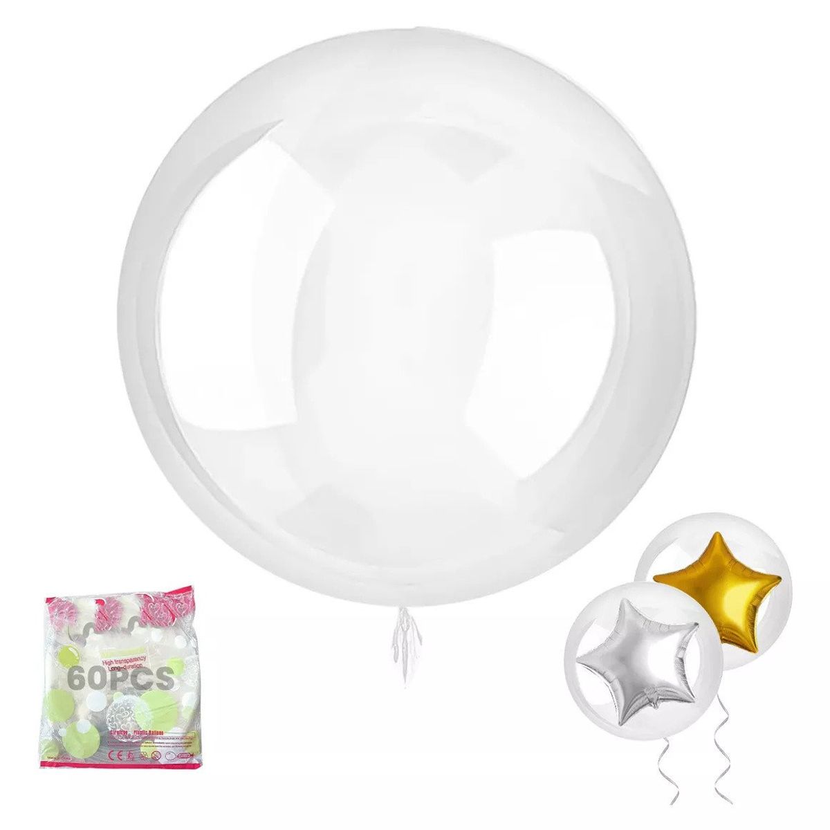 KUANGYE - 50 Piezas Globo Burbuja Bobo 18 Pulgadas (45 Cm)