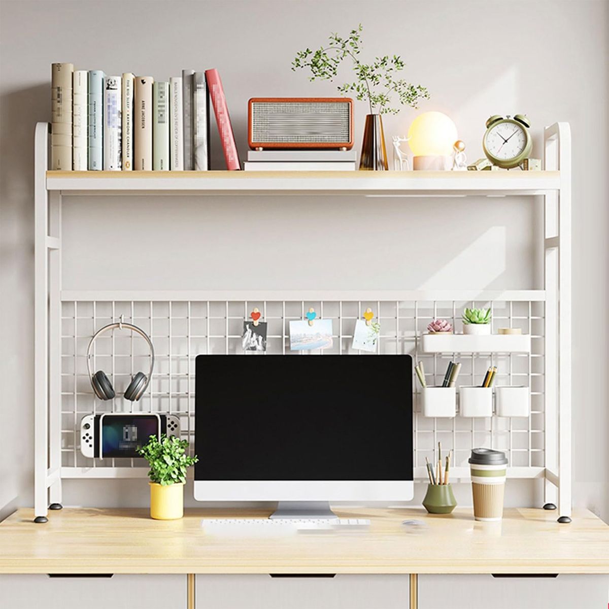 BITART - Organizador De Escritorio Multifuncional Con Repisa Metal