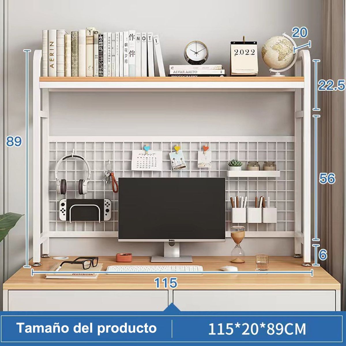 BITART - Organizador De Escritorio Multifuncional Con Repisa Metal