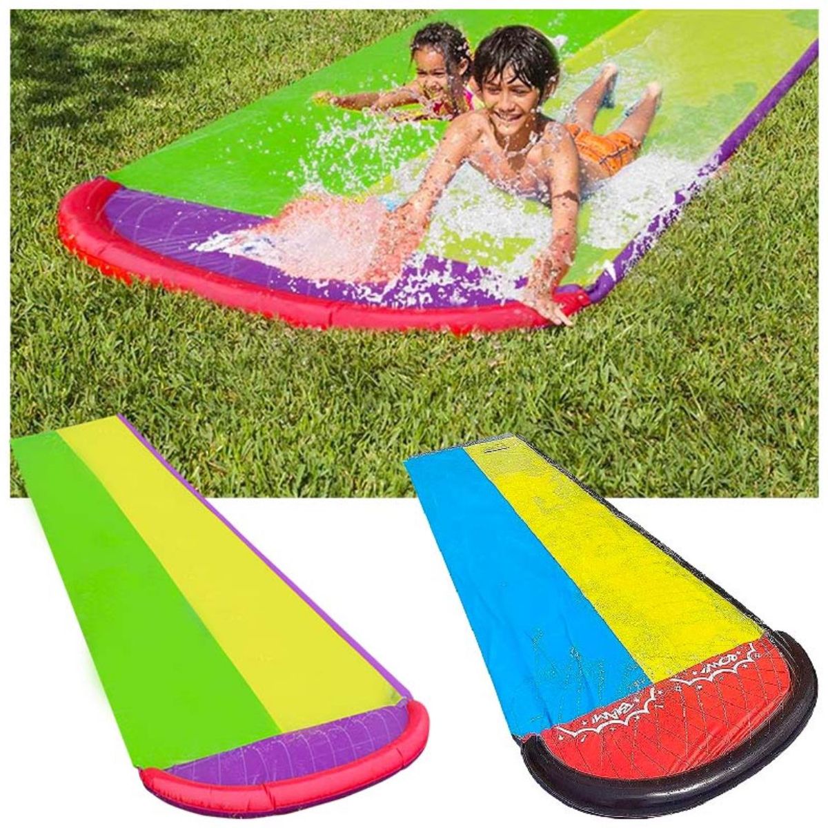 GENERICO - Deslizador Tobogan Doble Resbalin Acuático 480cm Niños Azul