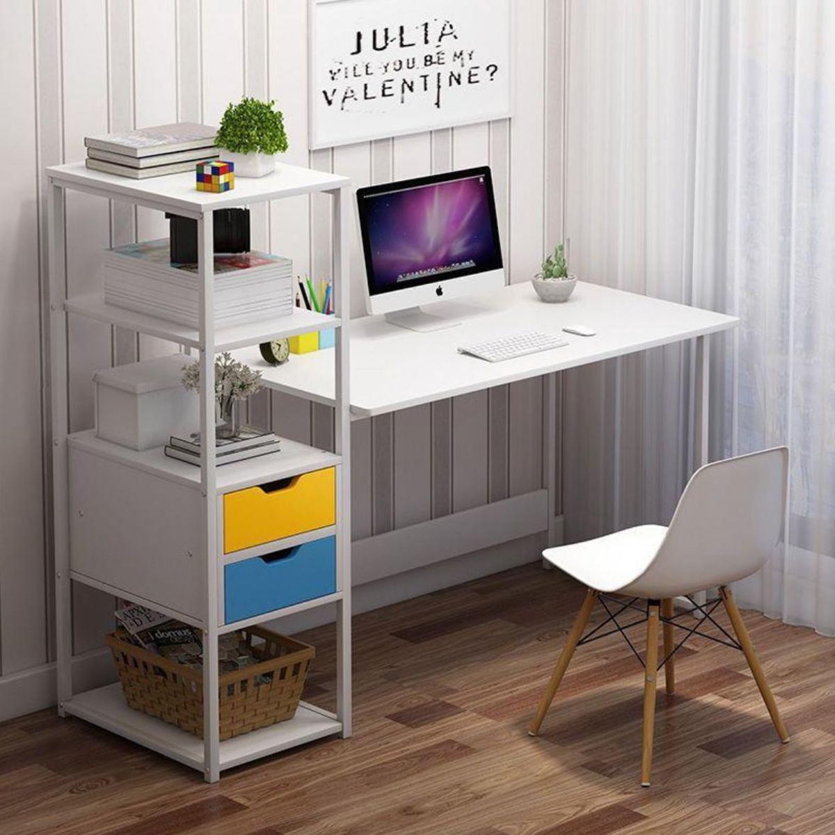 ACTUAL - Escritorio Multifuncional 2 Cajones Con Repisa Diseño Moderno