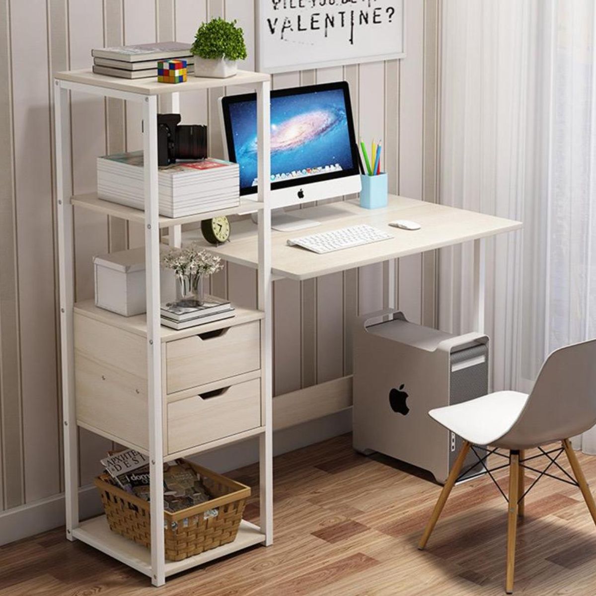 ACTUAL - Escritorio Multifuncional 2 Cajones Con Repisa Diseño Moderno