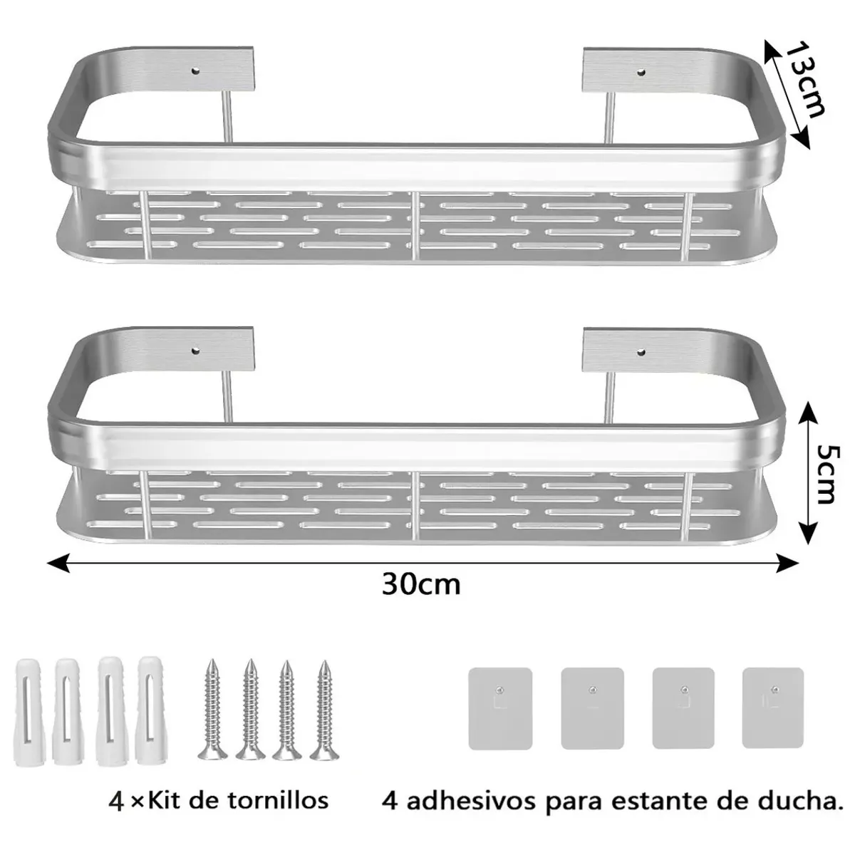 KUANGYE - Organizador De Ducha Set X2 Repisa Baño Adhesivo