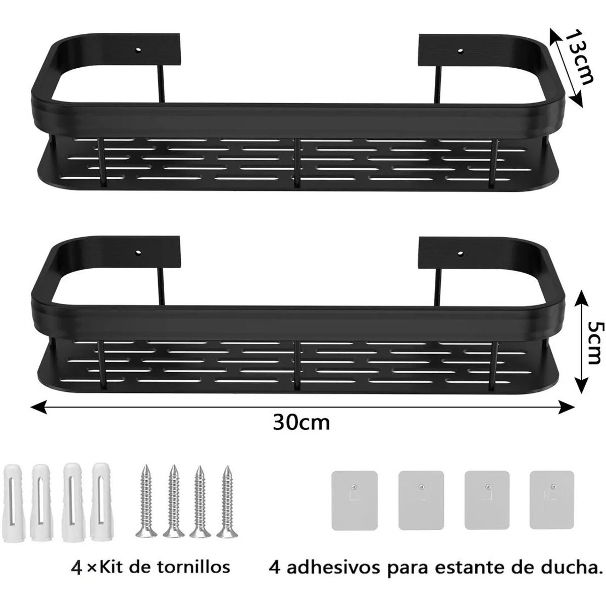 KUANGYE - Organizador De Ducha Set X2 Repisa Baño Adhesivo