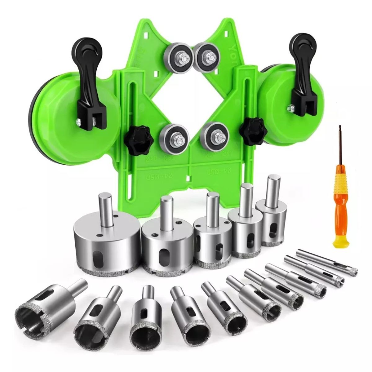 KUANGYE - 17 Piezas Brocas De Diamante Con Guía Para Cerámica