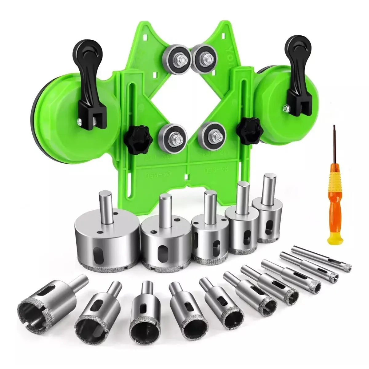 KUANGYE - 17 Piezas Brocas De Diamante Con Guía Para Cerámica