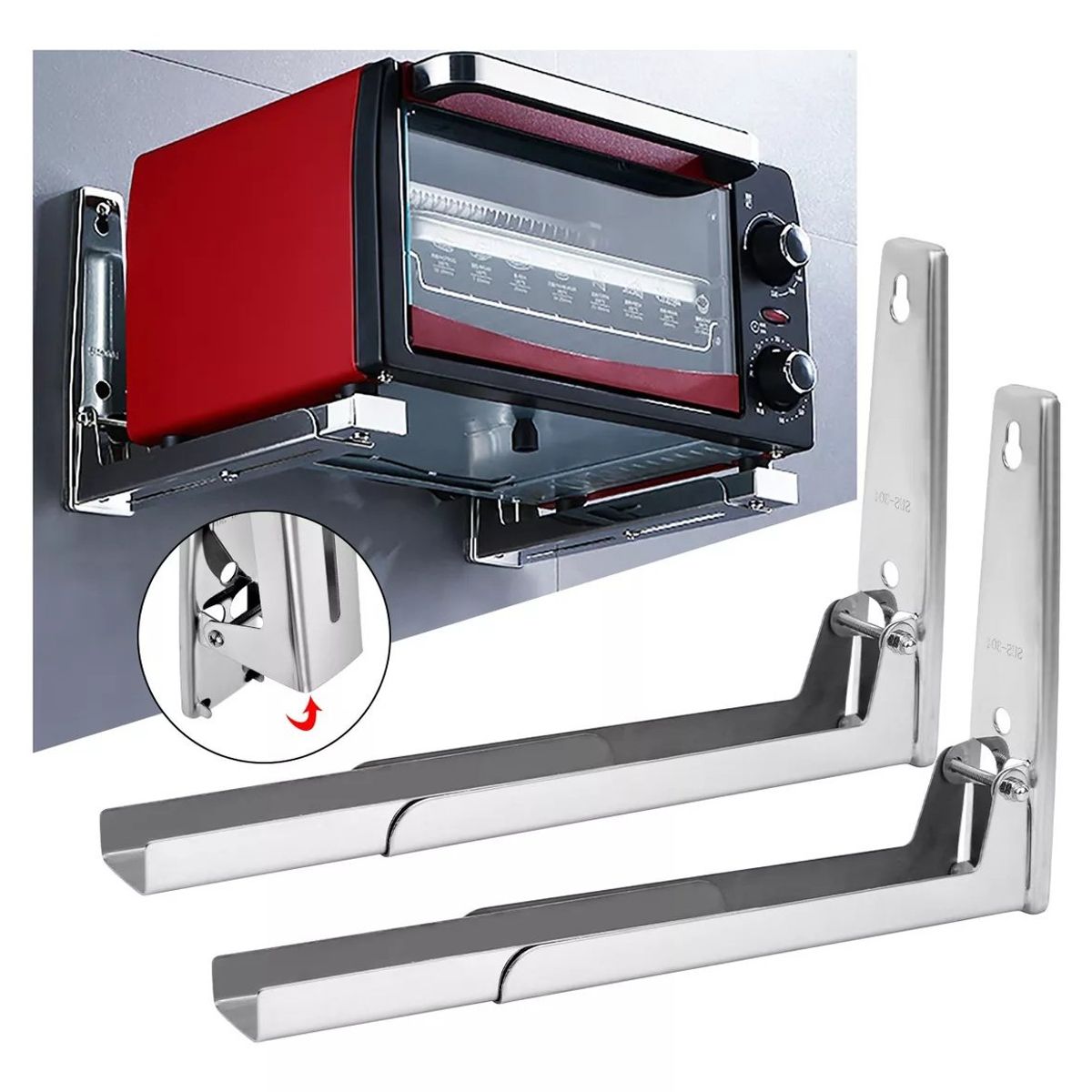 KUANGYE - Un Par Soportes Plegables De Acero Inoxidable Para Microondas