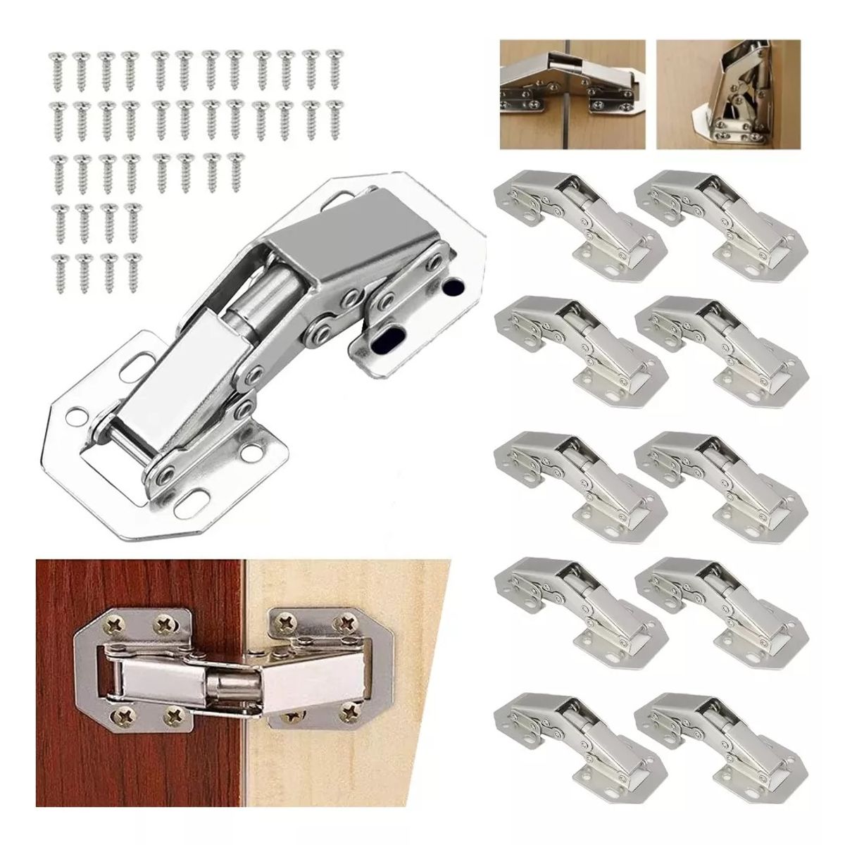 KUANGYE - Set 10 Bisagras Bidimensional Oculta 90 Grados