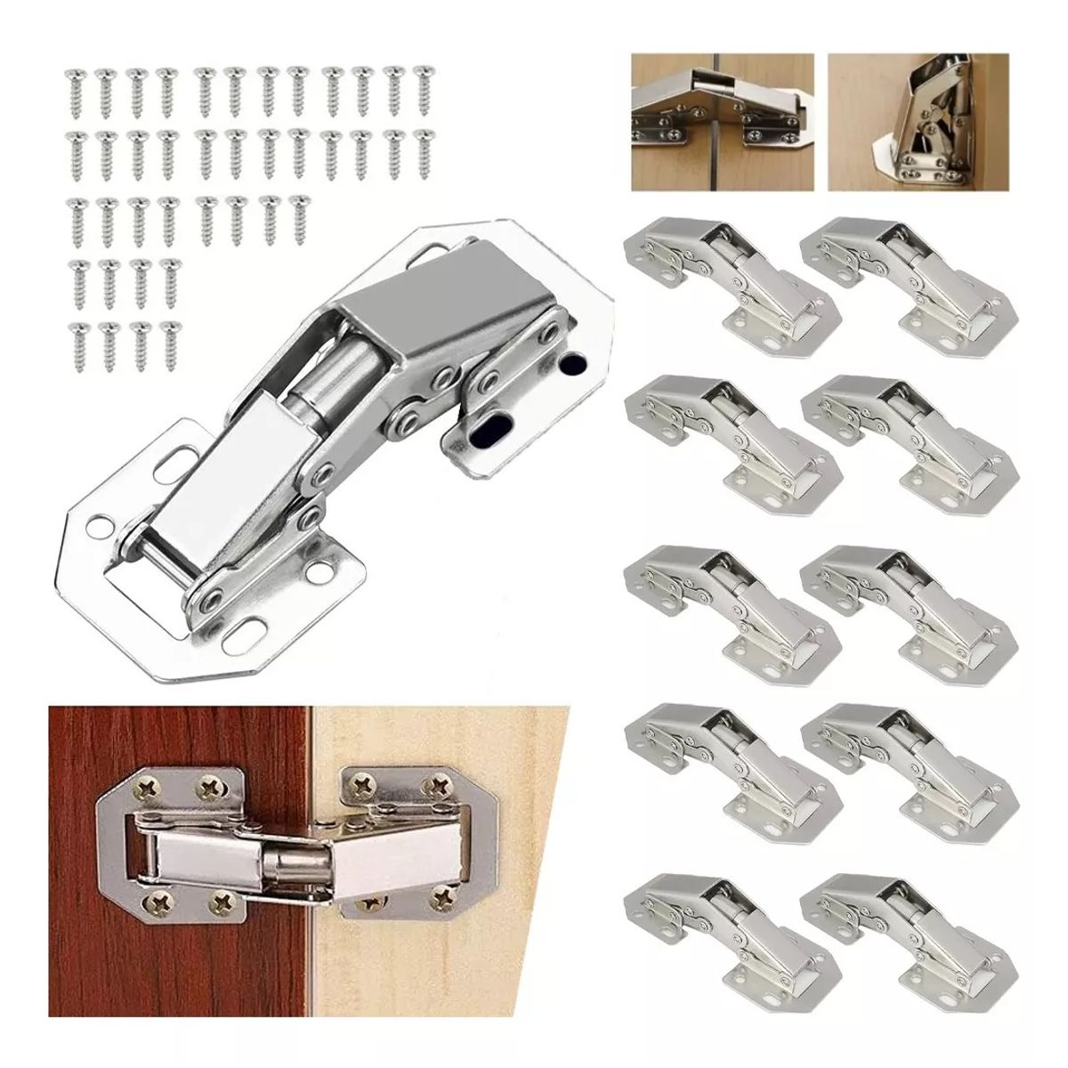 KUANGYE - Set 10 Bisagras Bidimensional Oculta 90 Grados