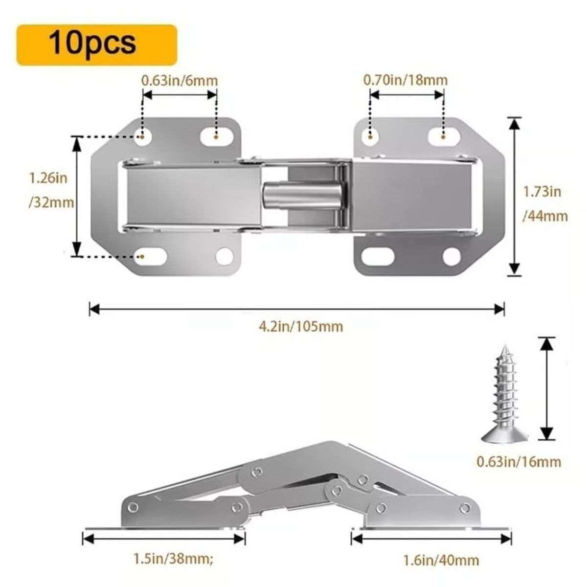 KUANGYE - Set 10 Bisagras Bidimensional Oculta 90 Grados