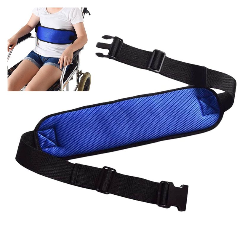 KUANGYE - Cinturón Para Silla De Ruedas Arnés Ajustable Seguridad Azul