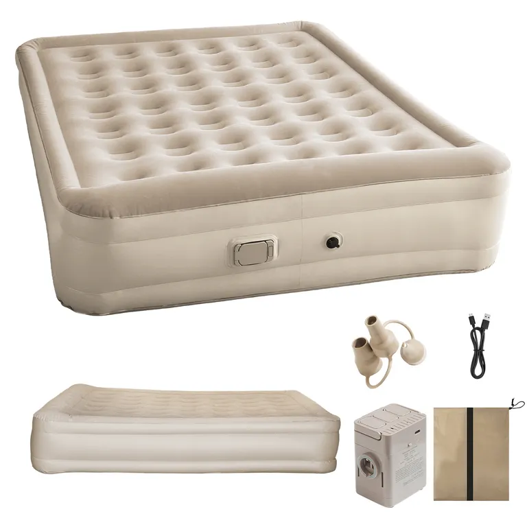 Colchon Inflable Electrico Automatico 2 Plazas Queen Bomba Recargable Cama Colchoneta Autoinflable