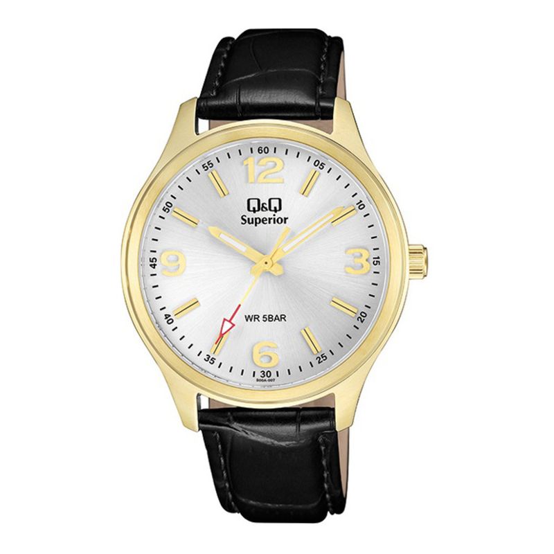 Q&Q - Reloj S00a-007py Hombre Analogo Cuero Q&Q