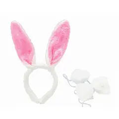 GENERICO - SET ANIMAL 3 PIEZAS CINTILLO CONEJO ROSADO X1 UNI