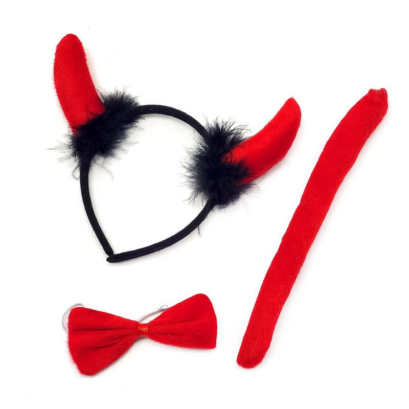 GENERICO - SET ANIMAL 3 PIEZAS CINTILLO DIABLO PELO NEGRO X1 UNI