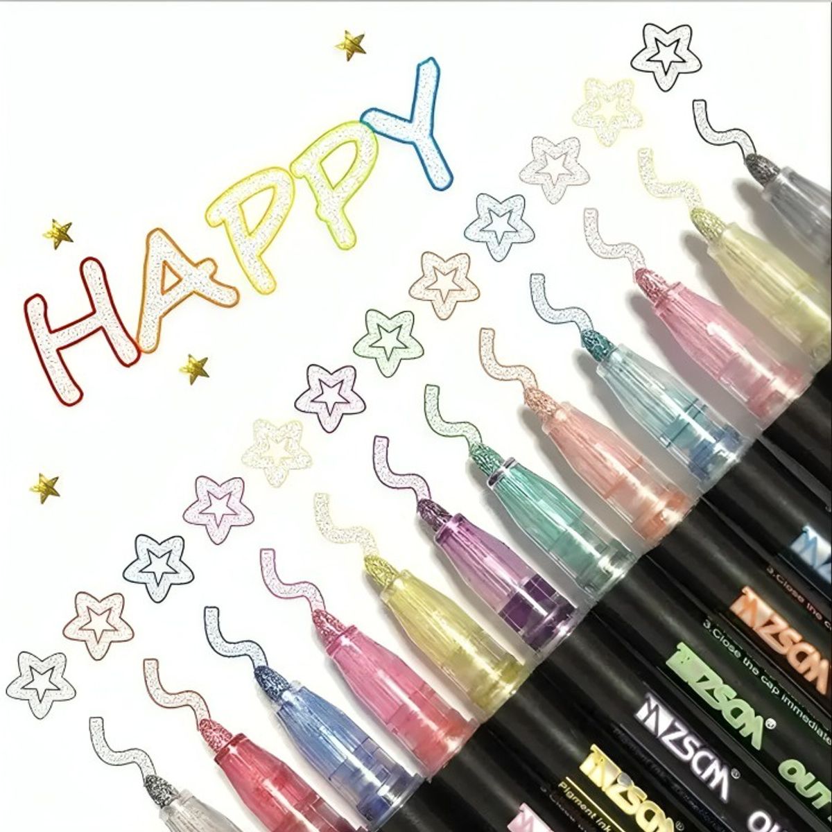 OEM - 24 Marcadores Rotuladores Mágicos Doble Línea Metalizados